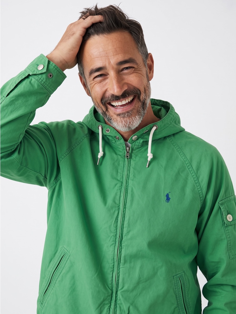 Polo Ralph Lauren Green Hooded Cotton Twill Jacket Men’s Large - Picture 2 of 11